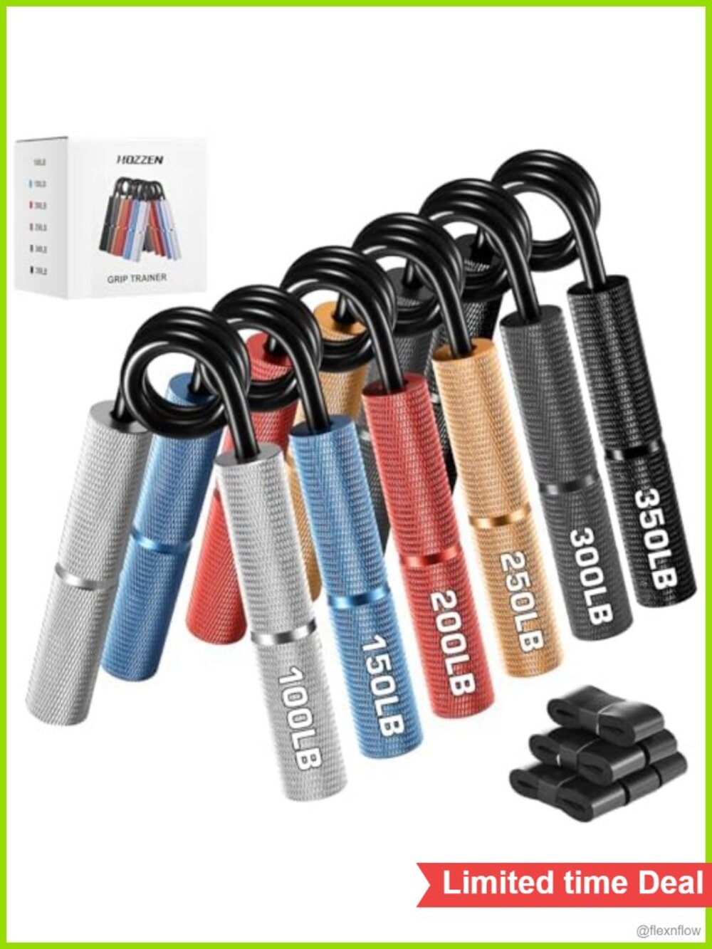 6-Pack Grip Strength Trainers 100-350LB Non-Slip Hand Forearm Exercise